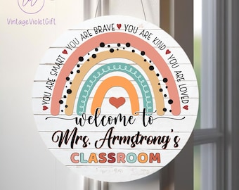 Personalized Teacher Door Sign, Classroom Door Hanger, Teachers Appreciation Gifts, Back To School, Classroom Welcome Sign, Teacher Gifts