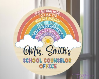 School Counselor Office Sign, Rainbow Classroom Decor, Psychologist Office Sign, Back to School Gifts,  Teacher Gifts