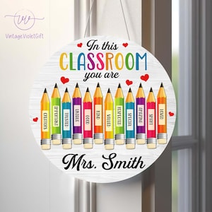 Personalized Teacher Door Sign, Special Education Teacher Gifts, Classroom Welcome Sign, Teacher Pencil Sign, Classroom Door Hanger
