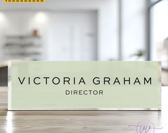 Personalized Name Acrylic Block, Custom Job Title Plaque Sign, Office Table Desk Business Decor, Company Promotion Graduation Gifts