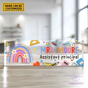 Desk Name Plate for Teacher, Principal, Executive, Custom Company Office Gifts, Personalized Acrylic Sign For Classroom or Office Personnel