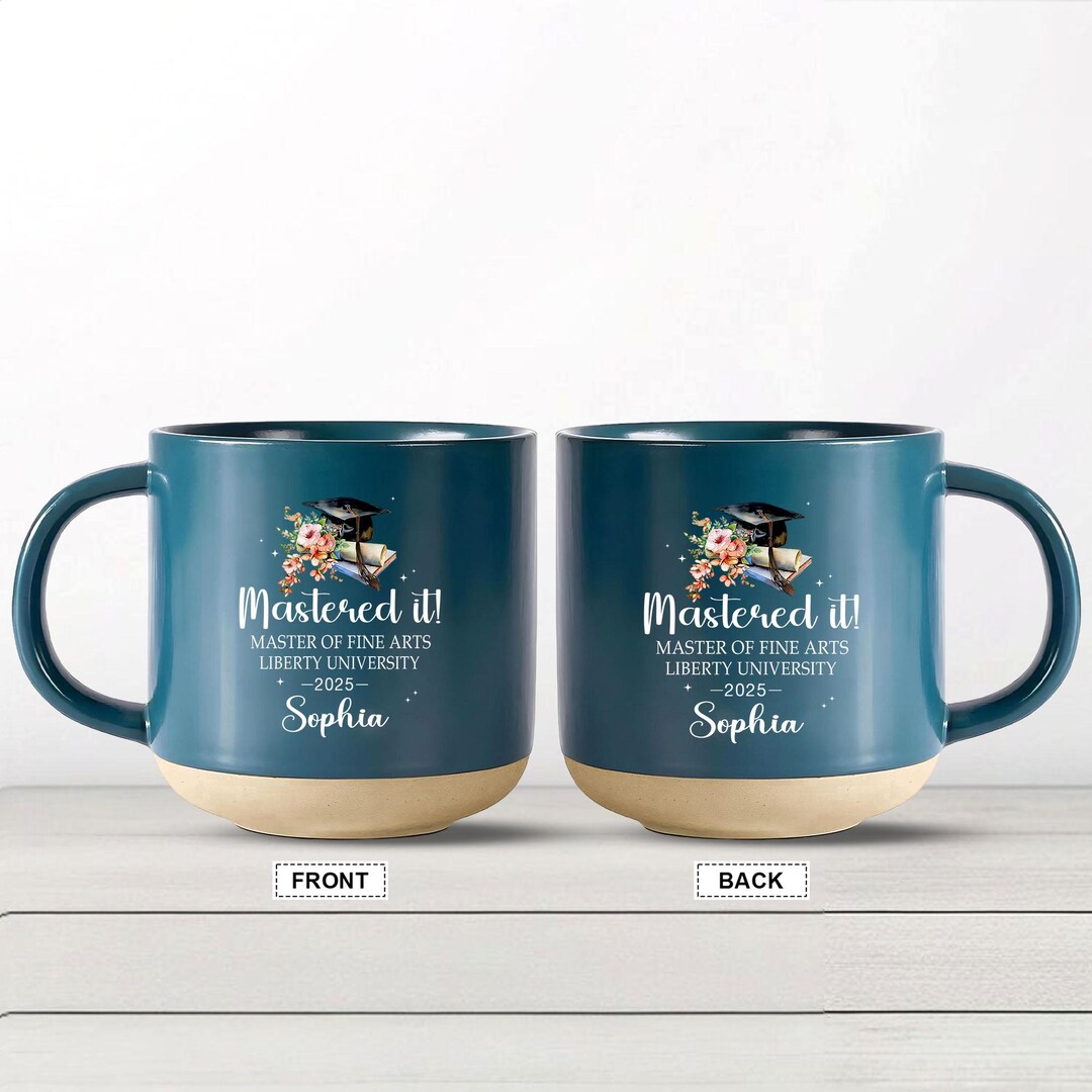 Custom Masters Degree Pottery Mug, Grad Student 2025 Coffee Mug ...
