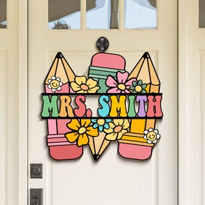 Personalized Teacher Sign, Teacher Appreciation Gifts, Teacher Door Hanger, Teacher Welcome Sign, Classroom Decor, Custom Teacher Door Sign