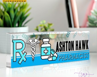 Pharmacy Desk Name Plate, Pharmacist Office Sign, Pharmacist Technician Gift, Doctor of Pharmacy, Pharmacy Graduation Gift, Pharmacy Gifts