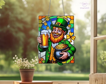 Leprechaun Suncatcher Acrylic Hanging, Leprechaun Decor, St. Patrick's Day Gift, St Paddy's Day, Irish Blessing Gift, Irish Decor Suncatcher