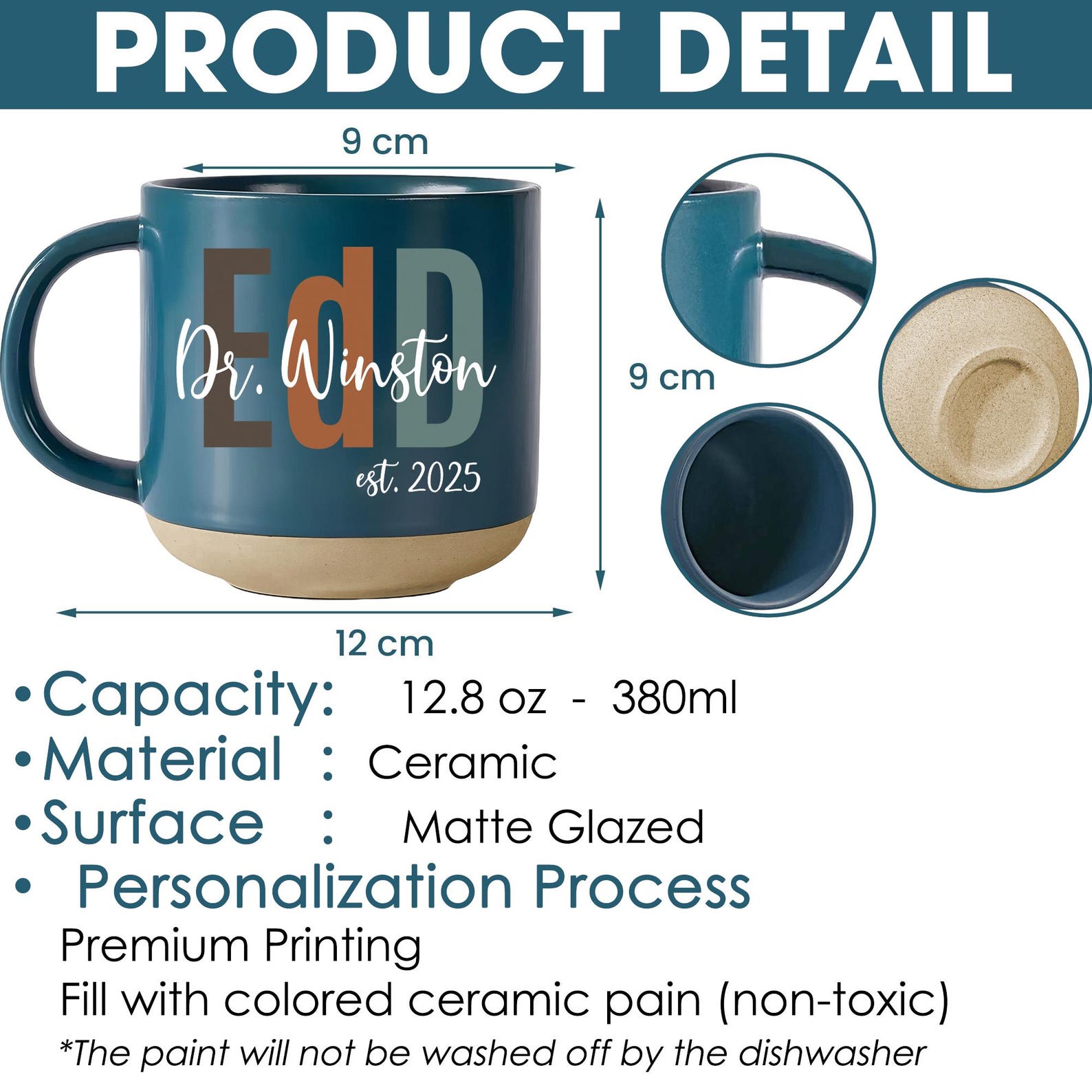 Edd Graduation Pottery Mug, Custom Doctor Gift, Doctorate Graduation ...