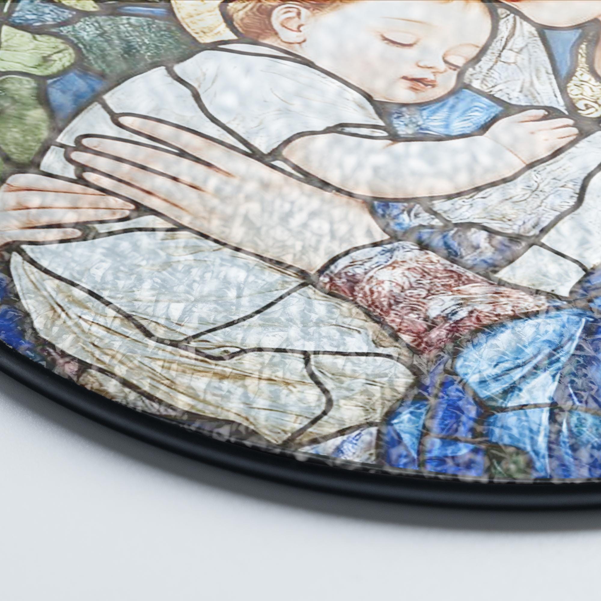 Virgin Mary Stained Glass Suncatcher, Christian Wall Art, Baby Jesus ...