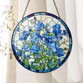 Personalized Forget Me Not Stained Glass Suncatcher,Window Hanging Decor, Floral Lover Sun Catcher, Present For Mom, Grandma, Sympathy Gifts