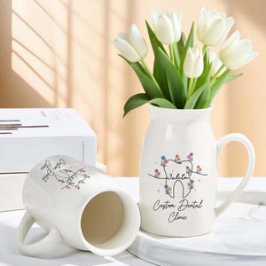 Dentist Personalized Flower Vase, Dental Assistant Gift, Dental Hygienist Gift,Dentist Medical Physician Office Vase,Dentist Graduation Gift