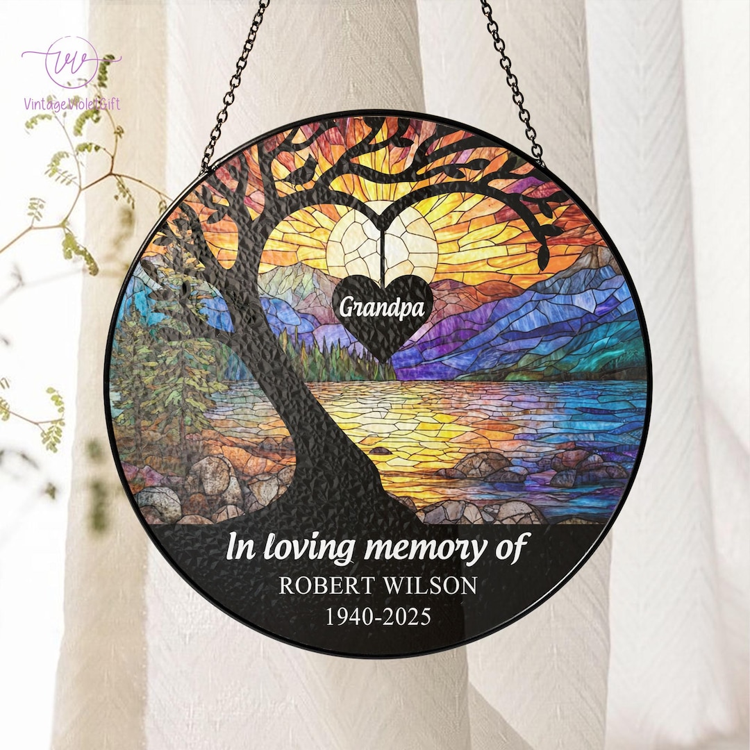 Personalized Stained Glass Window Hanging Suncatcher Memorial Gifts For Loss Of Mom Dad