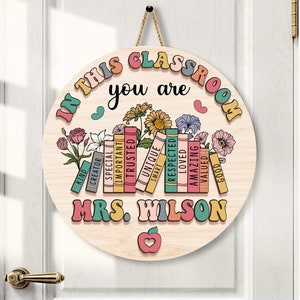 Personalized Teacher Doorsign 3D Laser Cut, Teacher Appreciation Gifts, Classroom Decor, Back To School, Teacher Gift, Teacher Welcome Sign