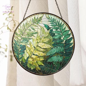 Fern Plant Stained Glass Suncatcher, Fern Plant Window Hanging, Plant Lover Gifts, Plant Mom Gift,Fern Plant Wall Decorations,New Home Decor