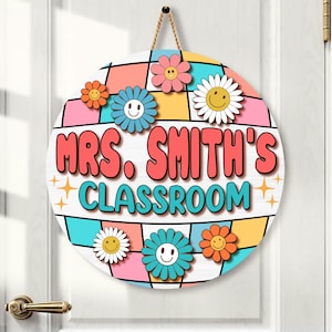 Personalized Disco Classroom 3D Door Sign, Teacher Disco Ball Door Hanger, Back To School Gift, Groovy Classroom Decor, Teacher Gifts