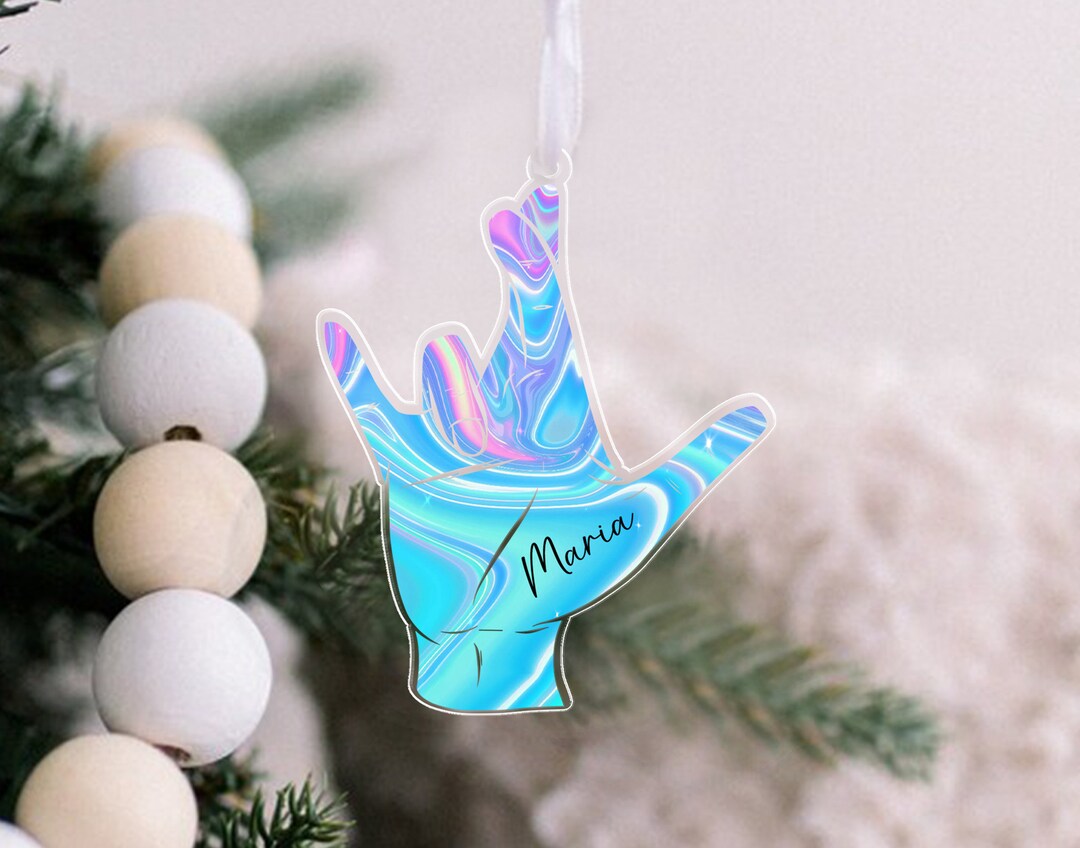 Personalized Sign Language Acrylic Ornament, ASL Gift, ASL I Love You