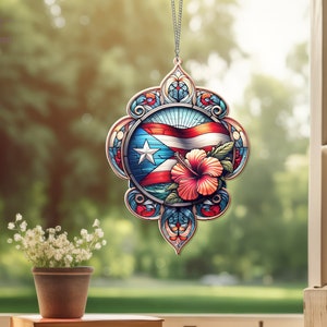 Puerto Rico Suncatcher Acrylic Decor,Puerto Rico Suncatcher Hanging,Puerto Rico Art Decor,Gift for Puerto Rican,Mom Gift, Housewarming Gift