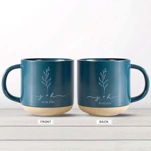 Personalized Engaged Pottery Mug, Custom Engagement Gifts, Wedding Gifts, Newlyweds Gifts for Couple, Bridal Shower Gifts, Couple Coffee Mug