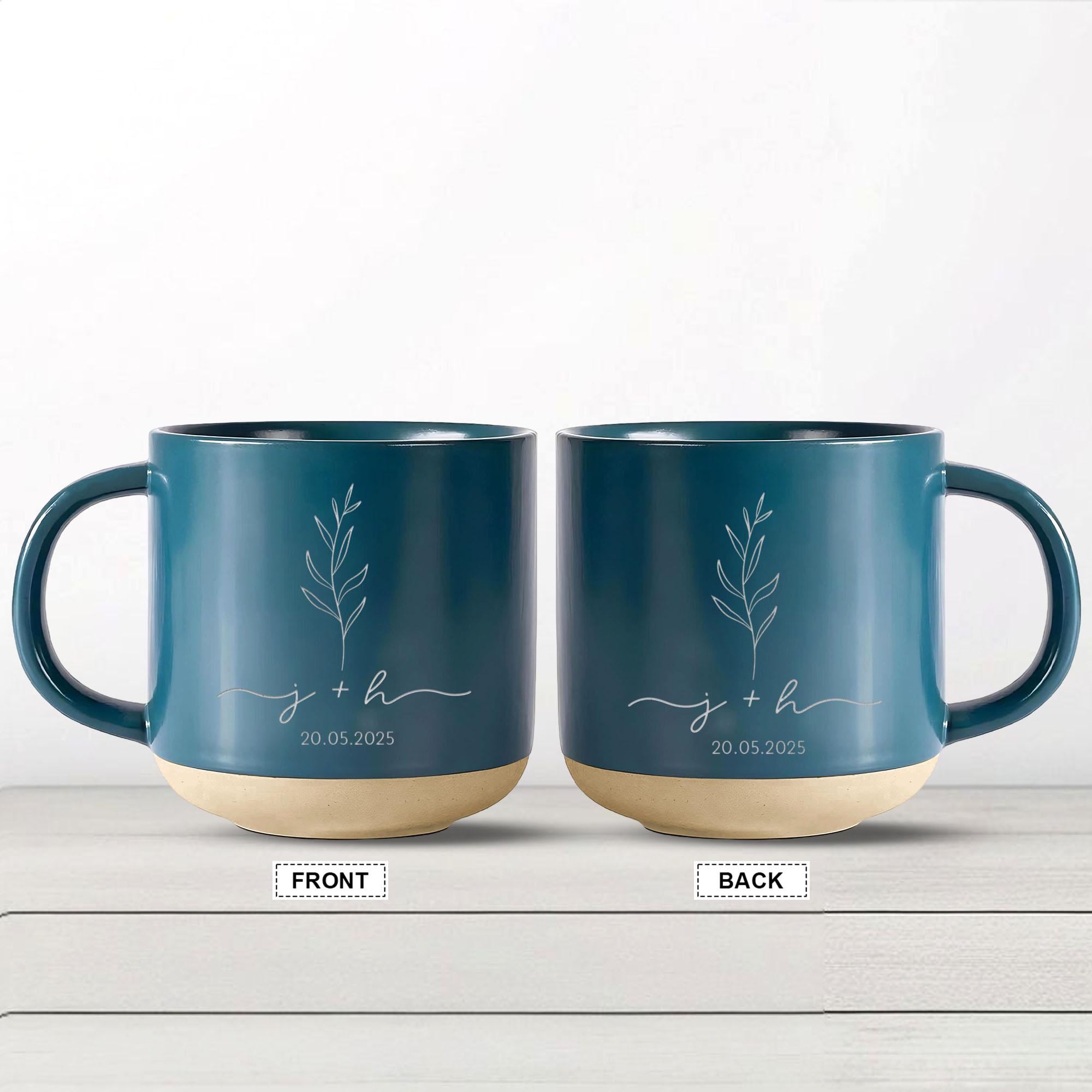 Personalized Engaged Pottery Mug, Custom Engagement Gifts, Wedding Gifts, Newlyweds Gifts for Couple, Bridal Shower Gifts, Couple Coffee Mug
