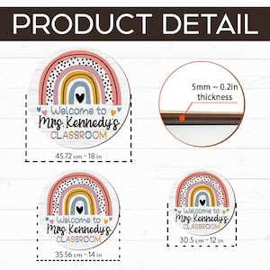 Pu&ograve; includere: Benvenuti nella classe della Sig.ra Kennedy, cartello con design arcobaleno. Il cartello &egrave; disponibile in tre dimensioni: 45,72 cm, 35,56 cm e 30,5 cm. Il cartello &egrave; in legno e ha uno spessore di 5 mm.