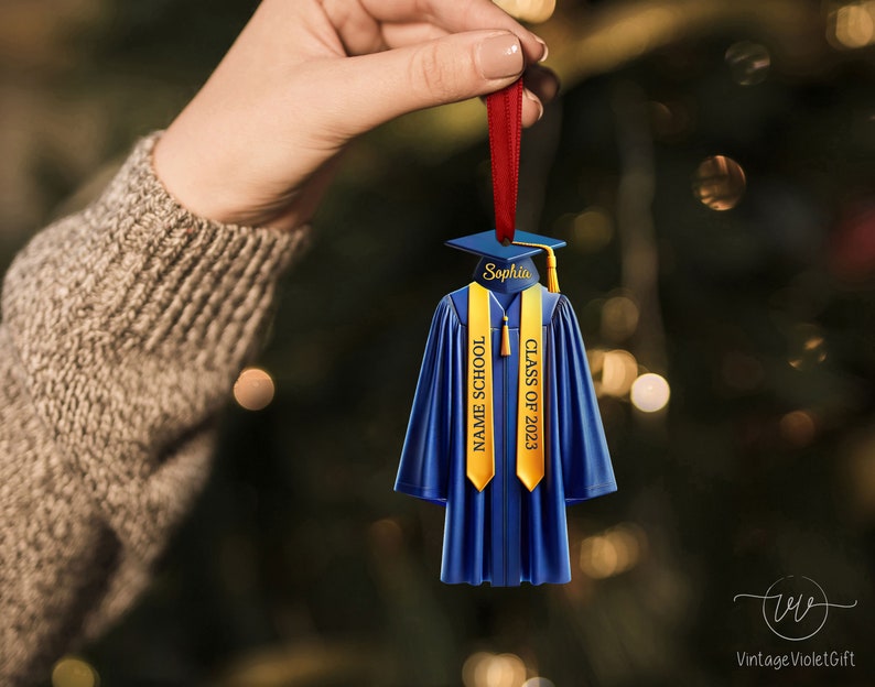 Personalized Graduation Ornament,2024 College Graduation,School Graduation Ornament Gift,Class Of 2024,High School Graduation Gift,Grad Gift image 5