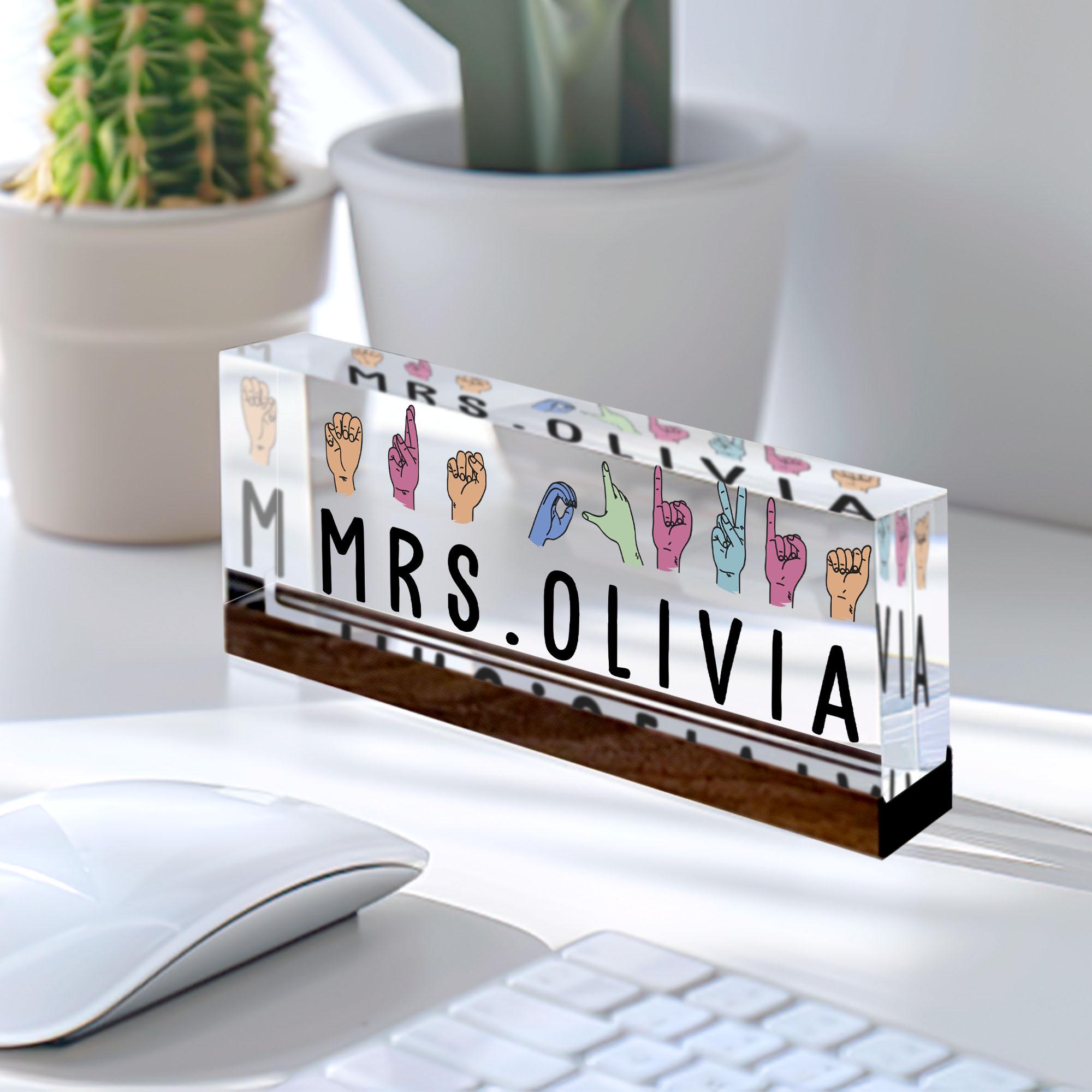 ASL Teacher Name Sign, Sign Language Teacher Gifts, Personalized ...