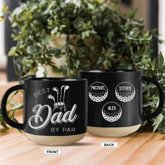 Father's Day Gift, Custom Best Dad by Par With Kid Names Pottery