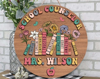 School Counselor Office Sign, Psychologist Office Decor, Personalized 3D School Counselor Door Hanger, Back to School, Counselor Gifts