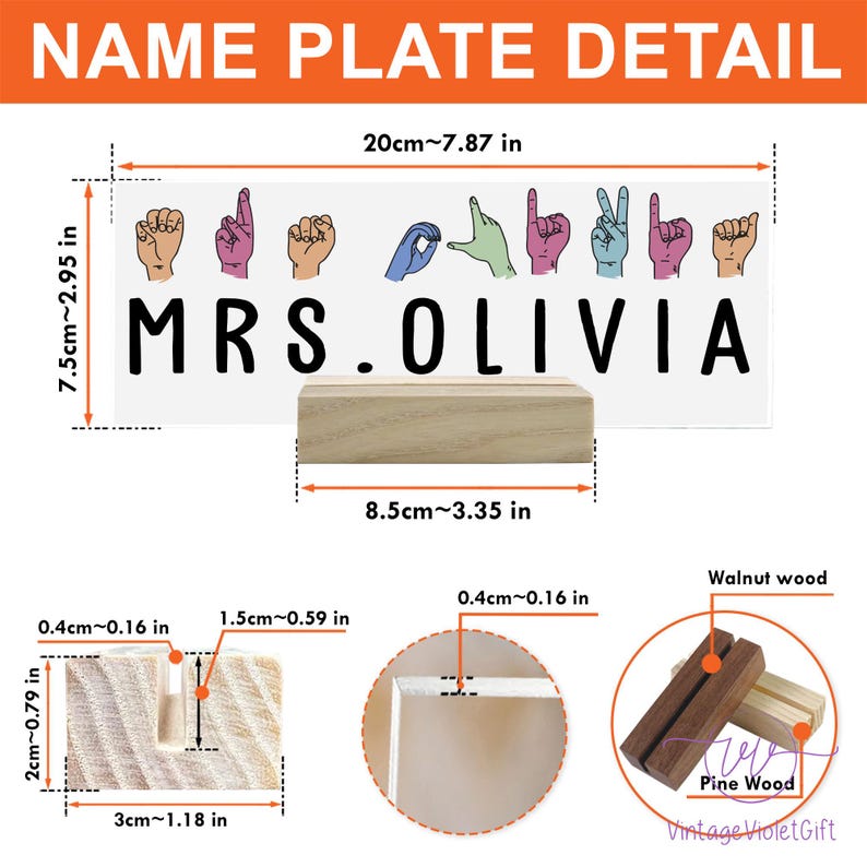 ASL Teacher Name Sign, Sign Language Teacher Gifts, Personalized ...