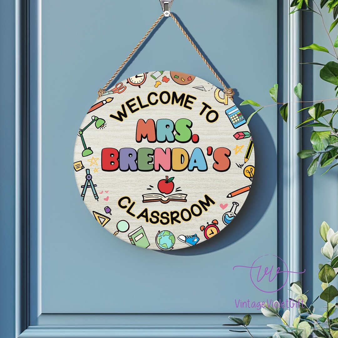 Personalized Teacher Door Sign, Custom Teacher Name Front Door Sign ...