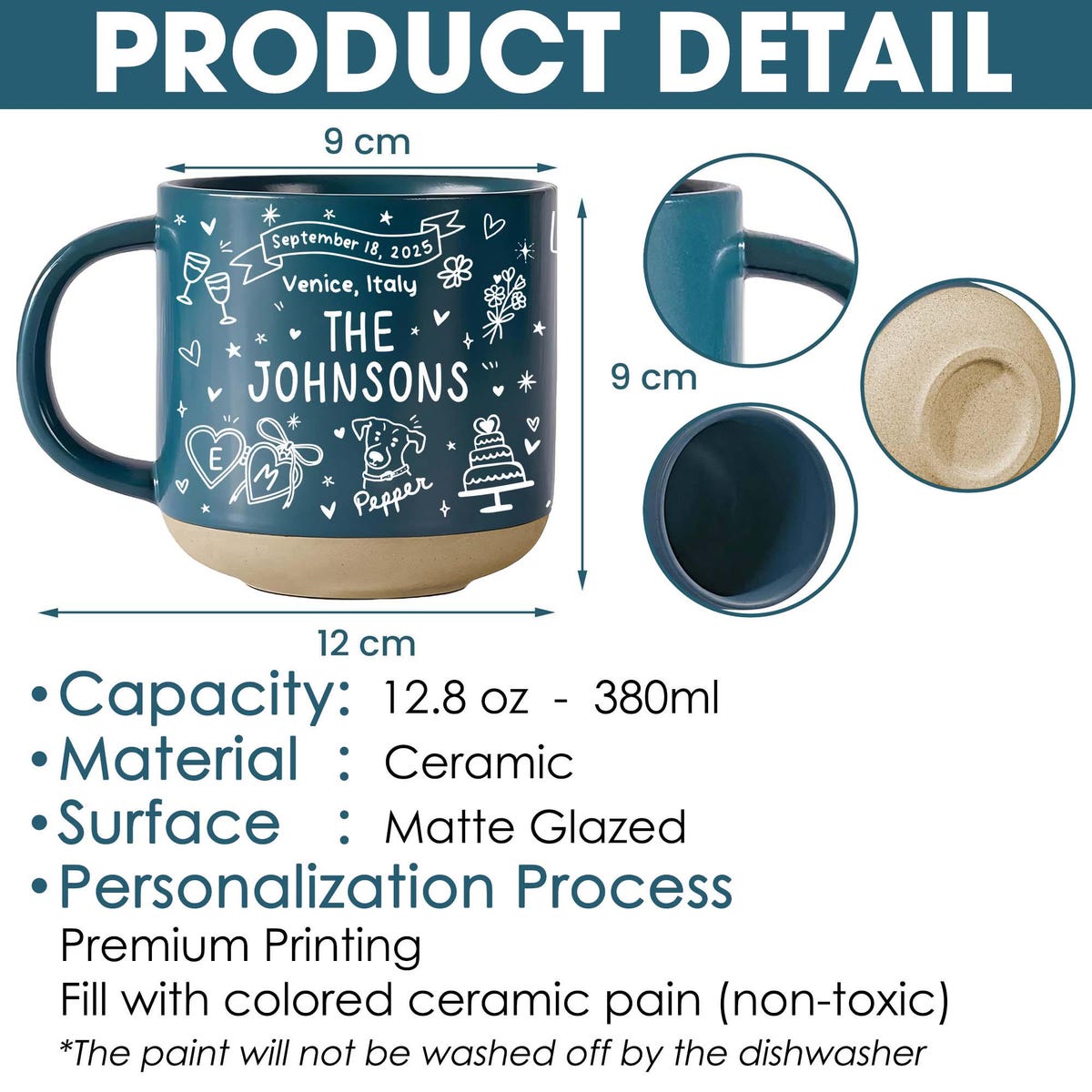 Wedding Gift, Personalized Bridal Ceramic Mug With Names, Date & Location, Married Coffee Cup for Mr and Mrs, Bride and Groom With Pet Mugs - Etsy