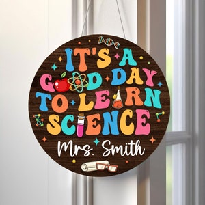 Science Teacher Door Sign, Personalized Teacher Name Sign, Science Lab Hanging Sign Room Decor, Science Classroom Decor, Back to School