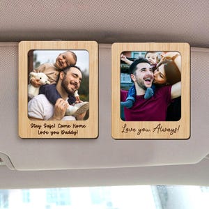 Personalized Picture Frame Car Visor Clip, Grandpa Gift, Custom Photo Father&#39;s Day Frame, Gift for Dad Gift for Grandpa, Car Visor Clip