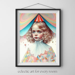 Luanne Canvas Wall Art Pastel Art Surreal Art Unique Art Circus Art Gift Rainbow Art Print Pretty Art Cool Wall Art