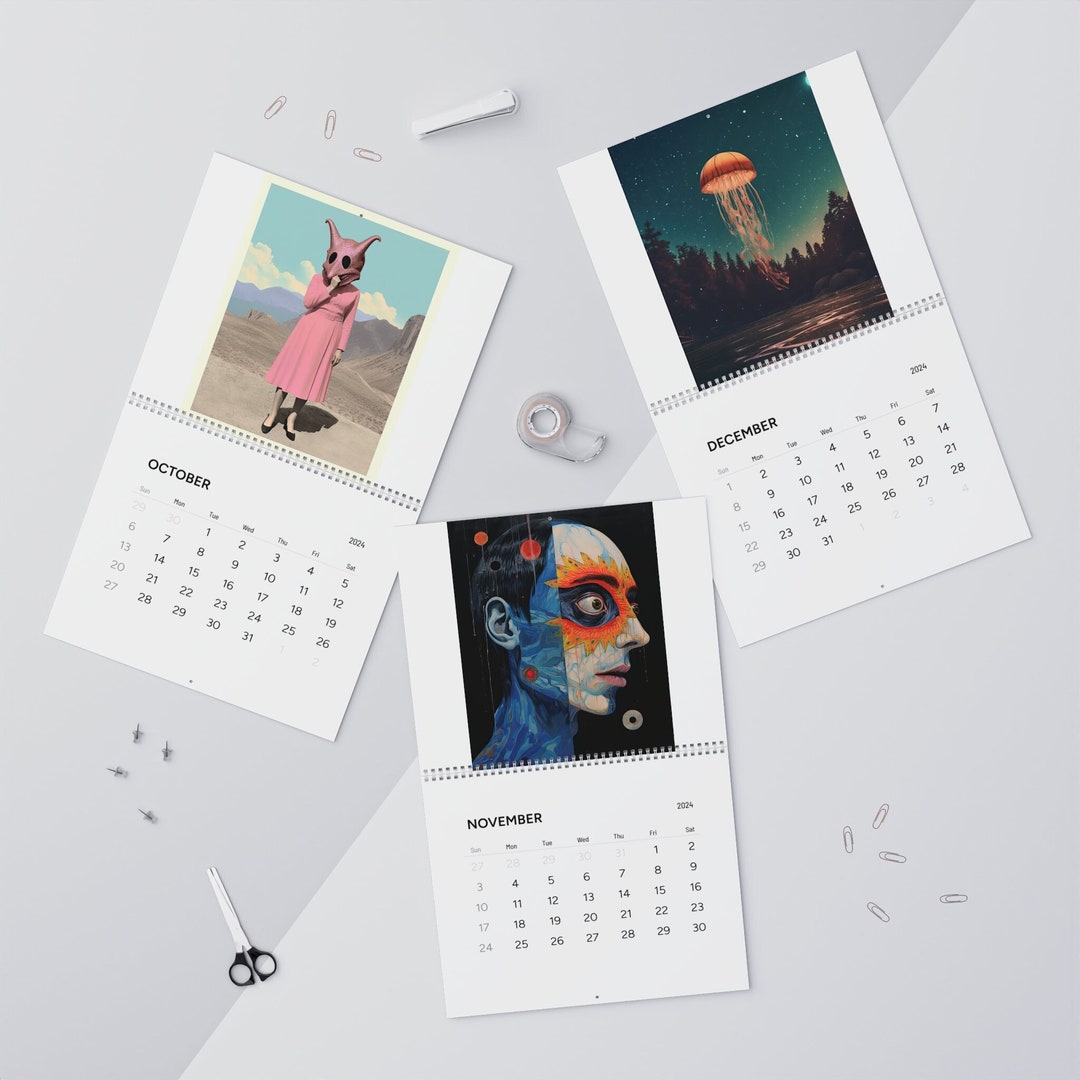 2024 Wall Calendar Art Calendar Art Gift Cool Art Surreal Art Portrait