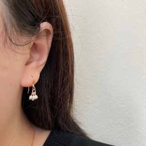 Dainty Tiny Pearl Earrings Dangle Earrings 14K Gold Earrings Freshwater Pearl Bridesmaid Gift For Her Drop Earrings Minimalist Gold Filled