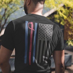 USMC Marine Corps - Blood Stripe NCO Sword Flag T-Shirt - Custom Graphic Tee