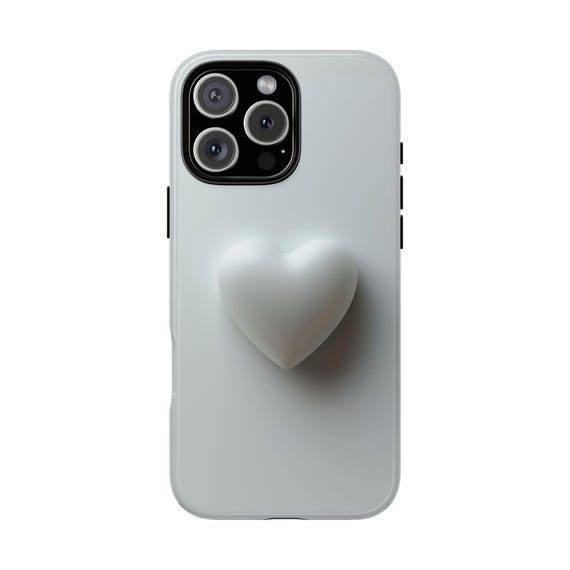 Minimal Heart iPhone Case, Elegant White Heart Mobile Case Gift