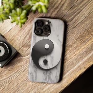 Ying Yang iPhone Case, Ying and Yang Marble Mobile Case Gift, iPhone 16 Pro Max Tough Case, Samsung Galaxy S24, Stylish iPhone 15 MagSafe