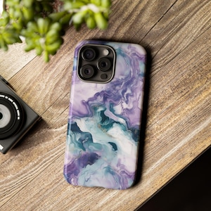 Northern Lights Marble iPhone Case, Mobile Case, Aurora Borealis iPhone 16 Pro Max Tough Case, Samsung Galaxy, Pixel, iPhone 15 MagSafe Case