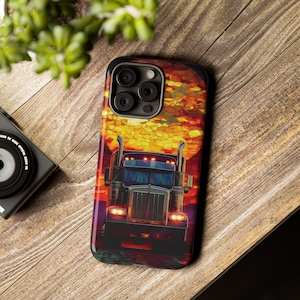 Sunset Truck iPhone Case, Road Trip Mobile Protector, Vintage Truck iPhone 16 Pro Max Tough Case, Samsung Galaxy, Pixel, iPhone 15 MagSafe