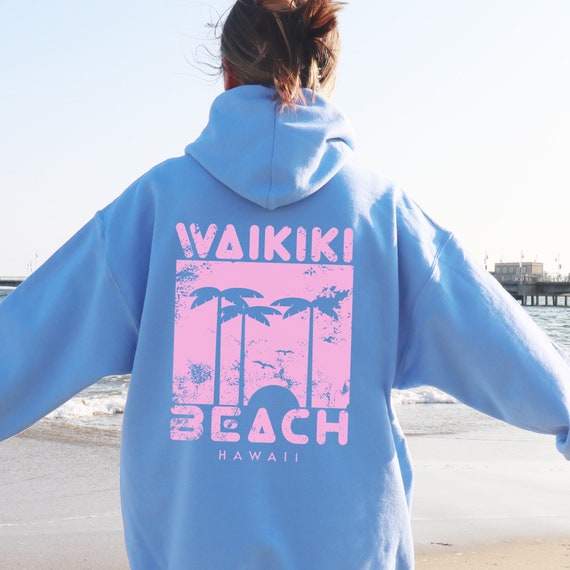Pink Palm Puff Hoodie Everything Comes In Waves PUFE Pink Palm