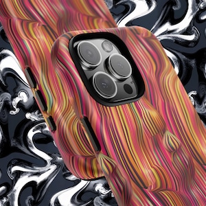 Psychedelic Pattern iPhone Case, Trendy Swirls Mobile Case Gift, iPhone 16 Pro Max Tough Case, Samsung Galaxy S24, Stylish iPhone 15 MagSafe