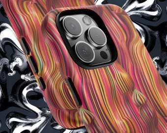 Psychedelic Pattern iPhone Case, Trendy Swirls Mobile Case Gift, iPhone 16 Pro Max Tough Case, Samsung Galaxy S24, Stylish iPhone 15 MagSafe