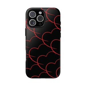Elegant Hearts iPhone Case, Valentines Gift Mobile Cover, Romantic iPhone 16 Pro Max Tough Case, MagSafe, Samsung Galaxy S24 Ultra