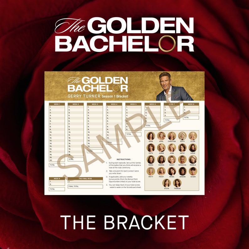 The Golden Bachelor Bracket Pack | Printable PDF Download | Season 1 ...