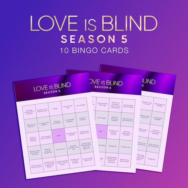 Love is Blind Bingo Game | TV Show Printable Bingo Cards, Instant Download, Watch Party