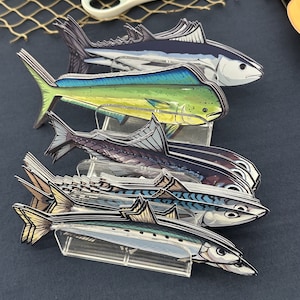 Autocollants en vinyle poisson pour ordinateur portable | Bureau | Bouteilles d'eau | Boîte à accessoires | Glacières | Carnets de notes pour les amateurs de sushis (5,5 - 6 pouces) LIRE DESC