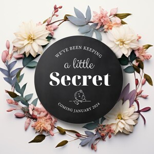 Floral Wreath Digital Pregnancy Announcement | Minimalist Neutral | Share on Social Media | With Optional Sonogram | Gender-neutral