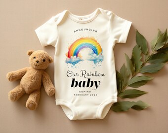 Rainbow Baby Pregnancy Announcement | Minimalist Neutral | Share on Social Media | Gender-neutral | Rainbow Pregnancy