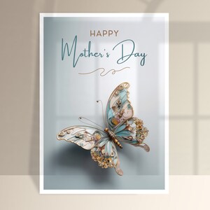 Mother's Day Card with butterfly greeting card for mom printable card editable Canva Template mother's day brunch elegant card for mom