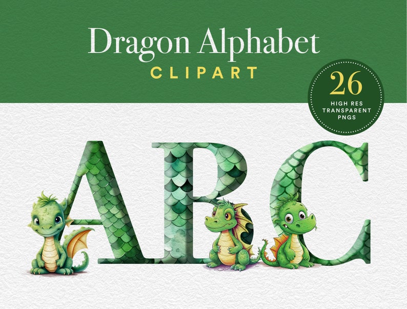 Dragon Alphabet PNG Clipart Bundle | High Quality Letters Pngs | Dragon ...